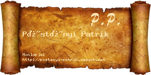 Pöstényi Patrik névjegykártya